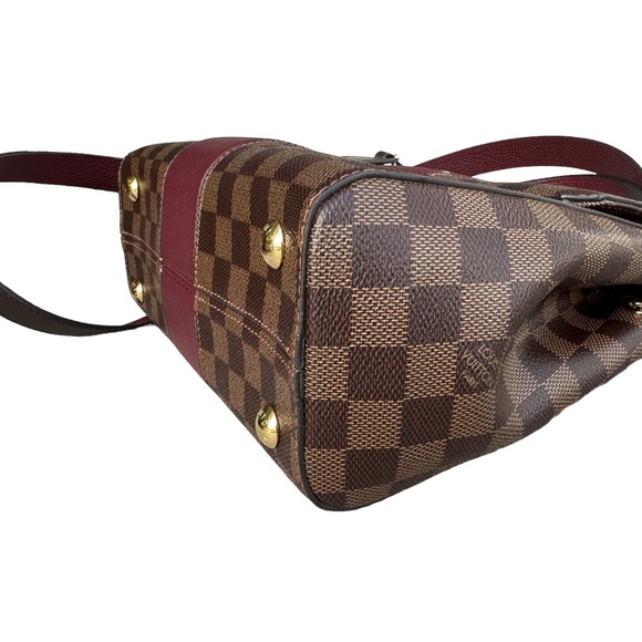 Louis Vuitton Bond Street Top Handle Bag Damier Burgundy Leather MM Brown - Picture 5 of 11